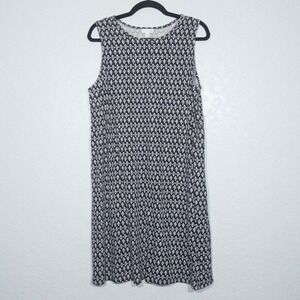 J. Jill‎ Black & White Ikat Printed Shift Midi Dress Size Large